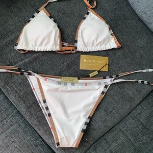 BURBERRY “MATA” Size M String White Bikini Vintage